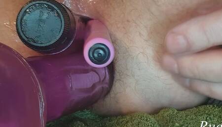 V17-hairy Shemale Creampie - Triple Toys, Lingerie & Close up Anal Self Cum