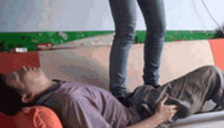 Mistress Dan belly and crotch trampling YCTD12090902