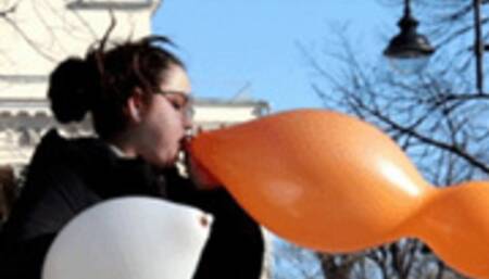 Poping near the theater