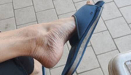 Shoeplay, dangling and dropping my old worn out slippers