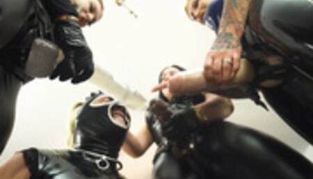 Happy slut trained and used by three Mistresses