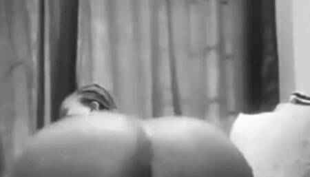 Ebony big ass riding dildo