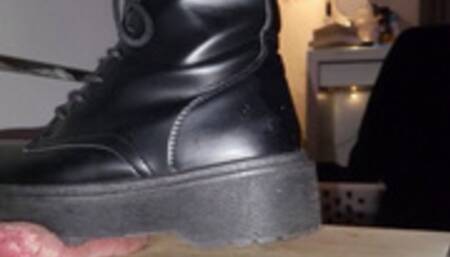 Extreme cock trampling in dirty combat boots
