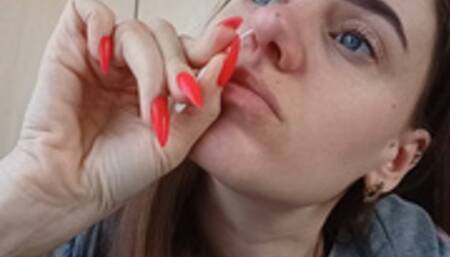 Crazy ear and nose hole fucking