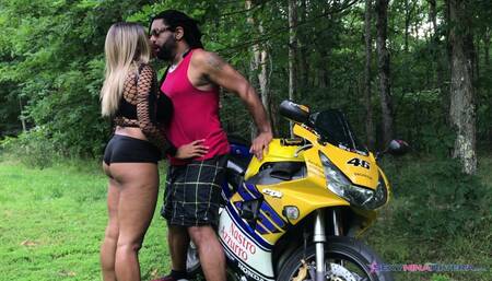 4K-Nina Rivera gives Don Whoe that good PUSSY outside on his motorcycle PT1
