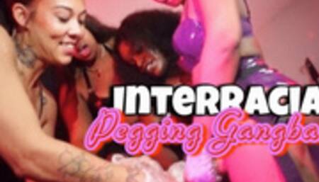 Interracial Pegging Gangbang