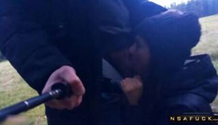 Risky Outdoor Blowjob we were Walking in