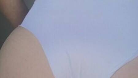 Naughty ballerina at her kitchen