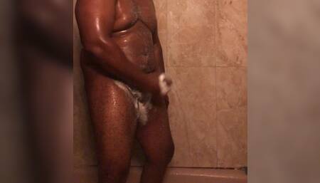 Big Black Dick Solo Shower