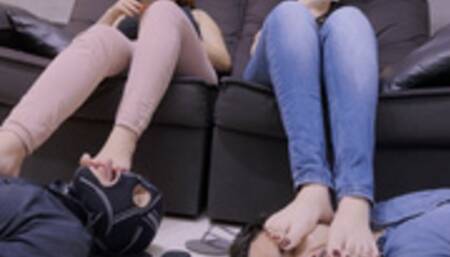 Nara and Maisa completely ignore a pair of foot pervert losers (1080 EN-sub)