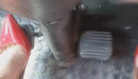 Insanely Sexy Truck Driving and Pedal Pumping on red heels by Katherine