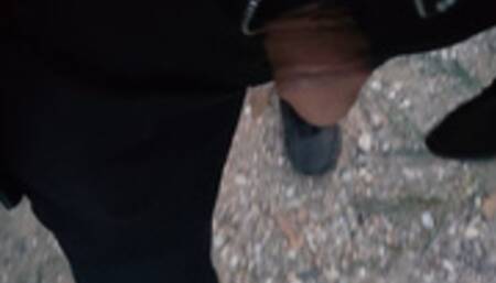 Flaccid cock out of my pants as I walk through the park