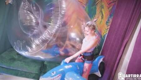 Q855 Stashia pops Mariette's toys while she's trapped in the Squeezer - 480p