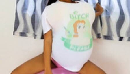 Sexy Camylle Stuffs Her Shirt With Huge Balloon BOOBS And BIG Balloon Belly Riding A Big Balloon