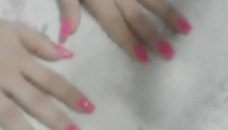 The psycho blondina claws at me with her long, natural claws