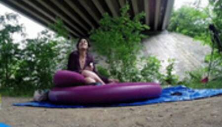 Dirty brunette fucking rough outdoor get a big facial cumshot