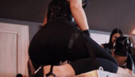 Sissy bitch spit-roasted by two Femdoms (Healah Sin & Black Nymphetamin) [720p]