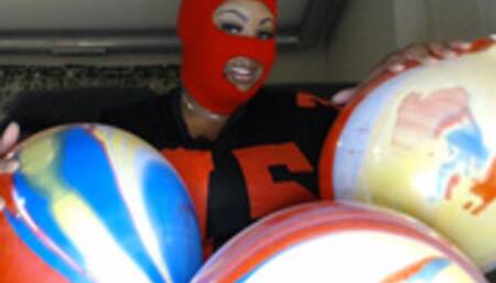 Sitting and humping to pop these HUGE 12 inch Ballons!