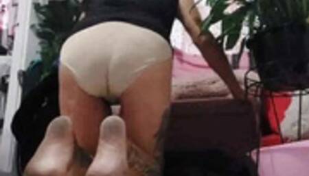 Giantess unaware in panty and a t shirt Filthy Fucking Soles gets ready to go out Dirty Feet Spying mkv