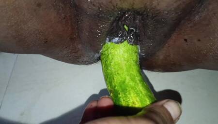 Desi Girl Masturbating to Orgasm by Cucumber