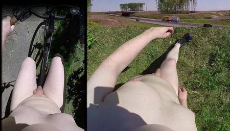 Tobi Nude Bike 01 - Naked Ride and Strolling Near Autobahn Exhibitionist Tobi00815pov