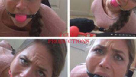 Anastasia: Hog cuffed and 4 Ball Gags! (Ball Gag Hell)