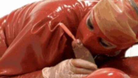 Latex goddess and her rubber plug head slave - Part 2 of 2 - Catheterised cock, fucked and pissed