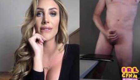 CFNM femdom busty MILF teases webcam jerker till he cums