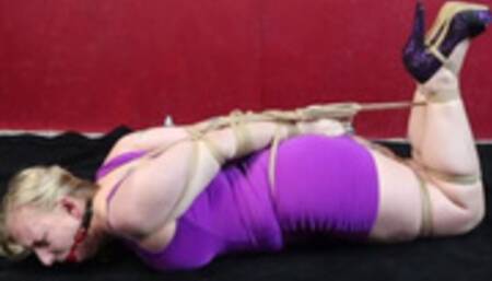 Vivica in Super Strict Endurance Bondage Boobs exposed wearing a skimpy club dress SDmp4