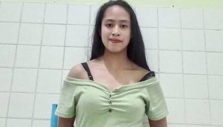 First Time Making Video From Bathroom. Small Boobs Teen Girl