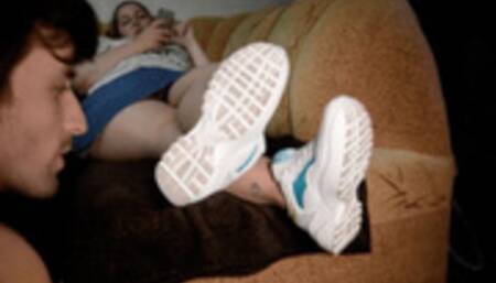 Lick my sneakers when I chatting with my boyfriend