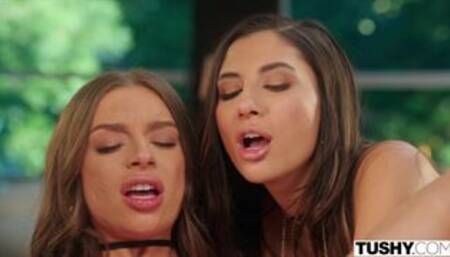 TUSHY Besties Gianna & April have intense anal threesome