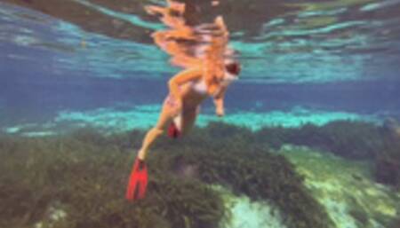 Carissa freediving at the spring with added bonus footage topless