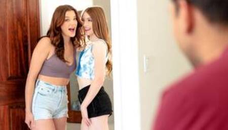 Stepsister and bestie find a way to get stepbro interested to play along