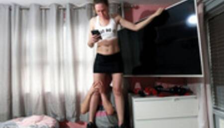 Danielle Standing On His Legs Whilst Having Her Legs Kissed & Massaged