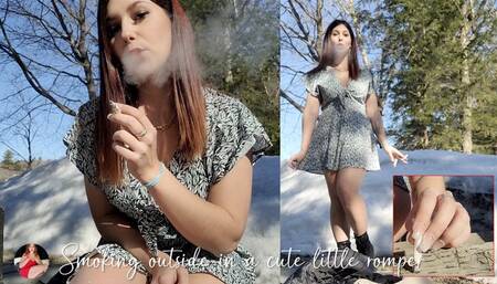 Who Wears a Short Skirt on a Snowy Day? This Smoking Girl, that's Who