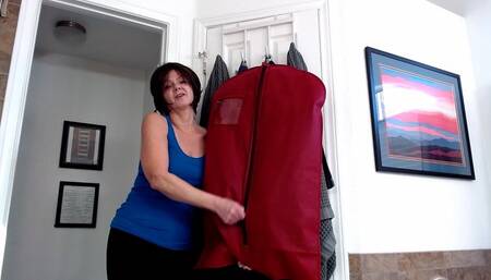 Zippering Rain Jackets In Maroon Garment Bag
