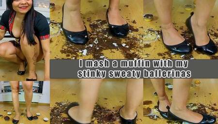Crushing and trampling on muffins with my stinky sweaty ballerina flats, here I'm crushing some colorful muffins for you colorful muffins with my sweaty ballerinas