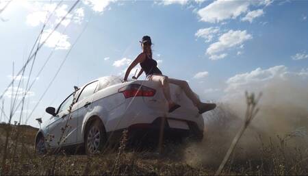 Bruna rides the trunk