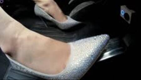Chrissy driving to evening drinks - Sparkly Heels - Side Cam