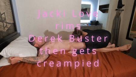 Derek Buster gets rimmed then creampies Jacki Love (1080p)