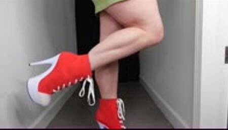 Calves Flex in Red and White Lace up Ankle Boots WMV 1080