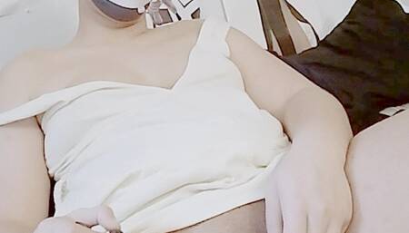 Horny femboy plays with bullet vibrator