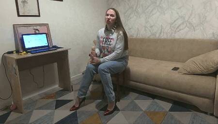 Jerk off tip of your dick when you over my knees