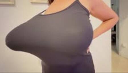 Trying on tops with my tits tied