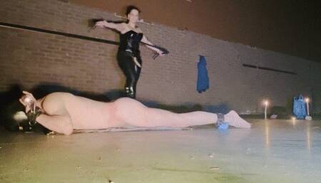 submissive slave training abandoned building