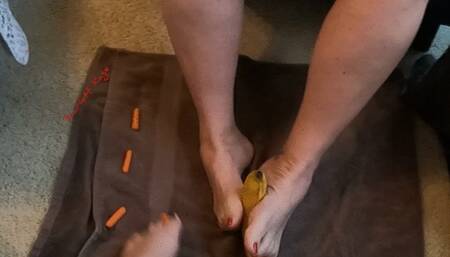 Scarlett Kage and female partner in Foot Food Fight -Go Pro- foot worship, sensual foot play, girl on girl, food, food smashing, crushing, toes MOV