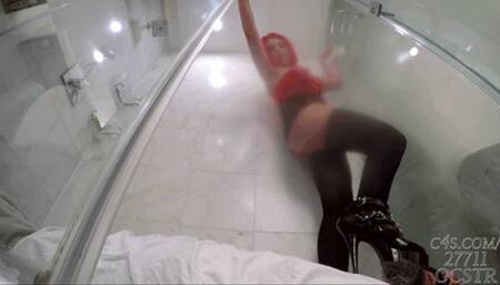 Taylor Nicole Heel Trampling Slave in the Shower - Floor Cam 4K