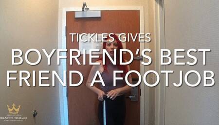 TicklesSoftSoles Gives Boyfriend’s Best Friend a Footjob- Foot massage, foot smelling