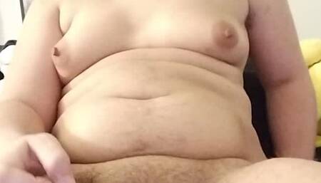 Hairy trans boy fucks himself